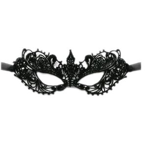 Black Lace Venetian Masquerade Ana Mask With Sheer Ribbon Tie OSFM